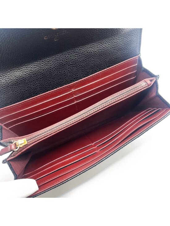 Chanel CC Classic Caviar Flap Wallet Quilted Leather Chain Purse Black - Picture 9 of 10